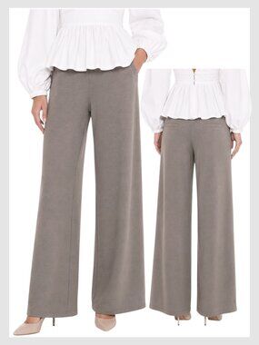 Summum Wide Leg Scuba Pants Clay Taupe L
